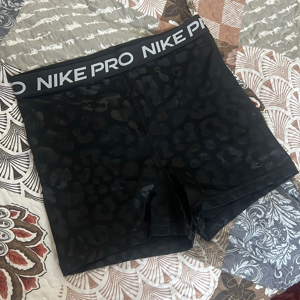 Nike Pro High Waisted Black Leopard Shorts